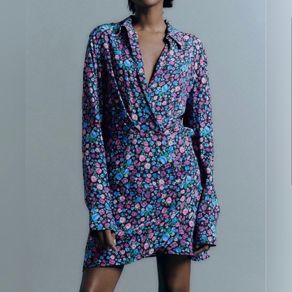 Zara floral satin dress